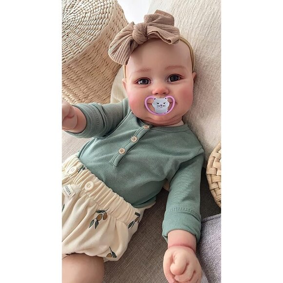 Terabithia 24 Inch Real Baby Size Lifelike Smile Silicone Vinyl Reborn Baby Doll - Picture 2 of 9
